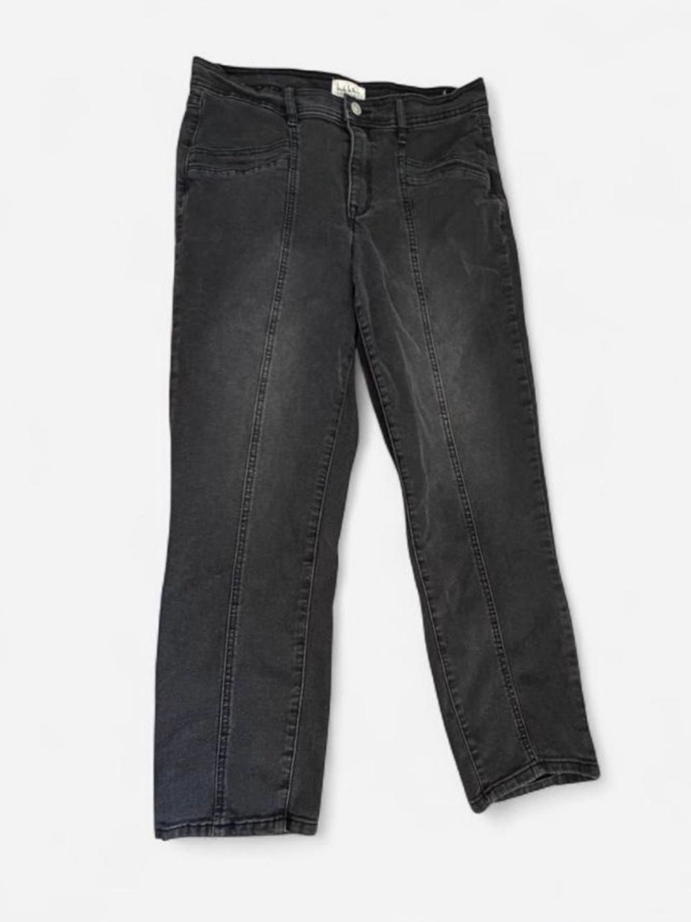 Grunge Women's Black High-Rise Front-Seamed Jeans